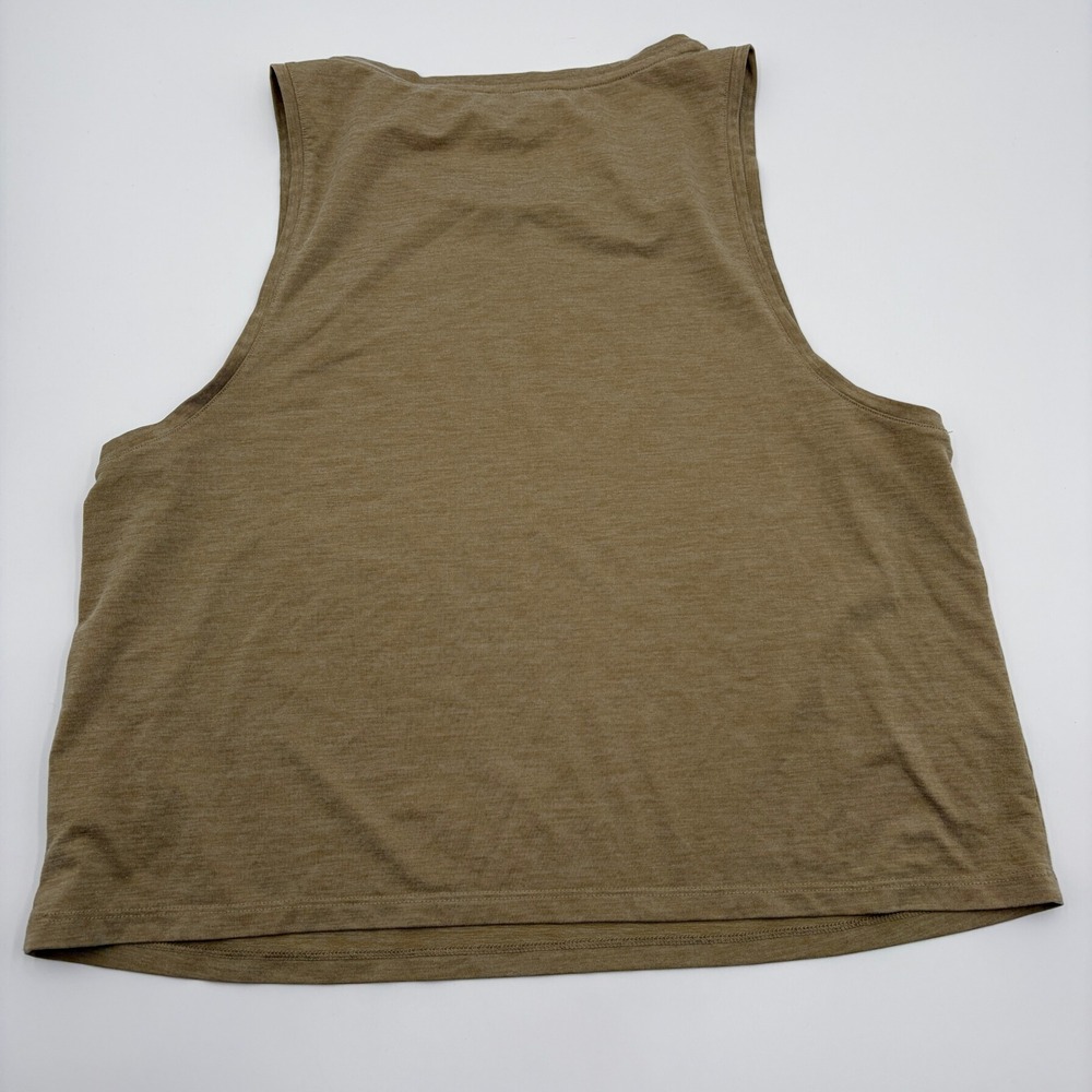 (2) GapFit Women Medium Brushed Tech Jersey Muscle Tank Top Green Tan Athleisure - Picture 4 of 7